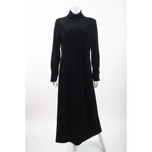 Vintage 90s Y2K Express Tricot Womens Velvet Effect Maxi Dress 11-12 Black NWT
